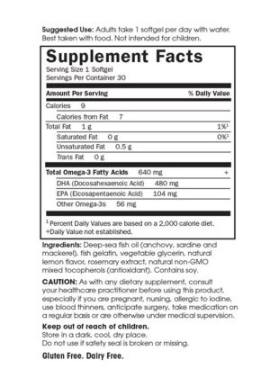 Minami Prenatal Lemon Softgels A supercritical, concentrated omega-3 fish oil formula containing 480mg of DHA, a fundamental building block for healthy children.