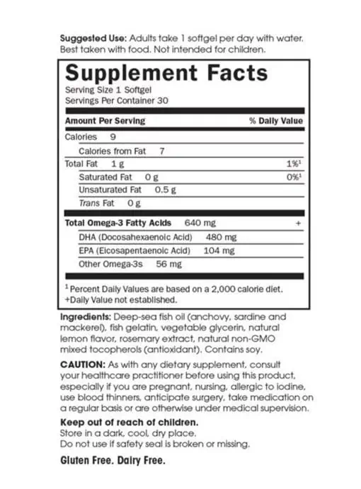 Minami Prenatal Lemon Softgels A supercritical, concentrated omega-3 fish oil formula containing 480mg of DHA, a fundamental building block for healthy children.