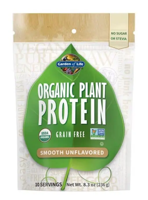 Organic Plant Protein Smooth Unflavored - Live Probiotics and Enzymes Highly Digestible Plant Protein