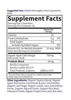 Garden of Life Organics Apple Cider Vinegar Probiotic Gummies — probiotic gummies, digestive health