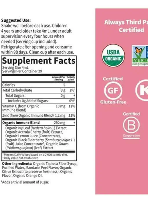 Garden of Life Kids Organic Cough & Immune Syrup — organic cough relief, immune support for kids