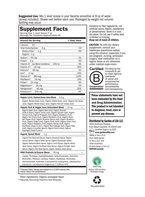 Perfect Food Raw Organic Powder RAW energy,Support healthy digestion,Supports healthy metabolism