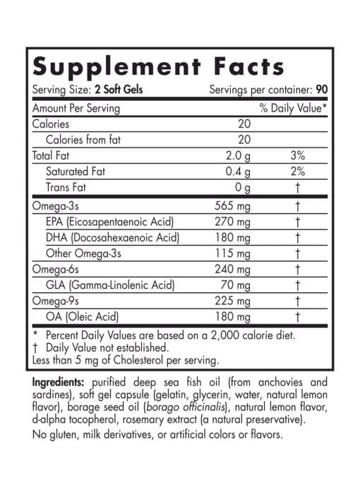 ProEFA®-3.6.9 by Nordic A clinically researched omega blend combining EPA and DHA from purified fish oil with GLA from borage oil to support brain function EPA DHA GLA blend, fish oil with borage oil, brain and heart health