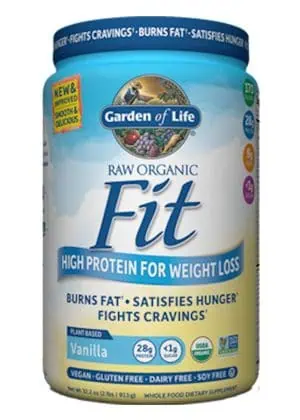 Garden of Life Sport Raw Organic Fit Vanilla protein powder – plant-based meal replacement with 28g organic protein, probiotics, fiber, green coffee bean, and ashwagandha