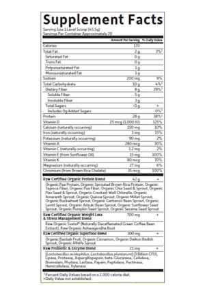 Garden of Life Sport Raw Organic Fit Chocolate protein powder – USDA Organic vegan meal replacement with 28g plant protein, probiotics, fiber, green coffee bean, and cinnamon
