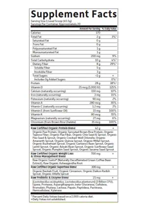 Garden of Life Sport Raw Organic Fit Chocolate protein powder – USDA Organic vegan meal replacement with 28g plant protein, probiotics, fiber, green coffee bean, and cinnamon
