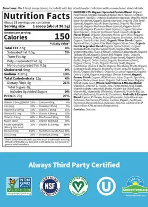Garden of Life Raw Organic Meal — Plant-Based Protein, Whole Food Nutrition