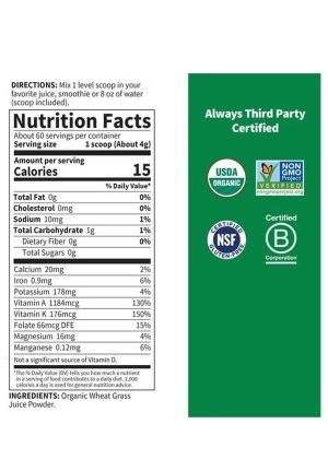 Raw Organic Perfect Food Wheat Grass Juice