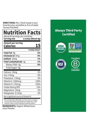 Raw Organic Perfect Food Wheat Grass Juice