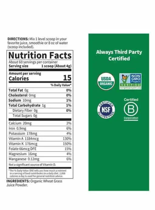 Raw Organic Perfect Food Wheat Grass Juice