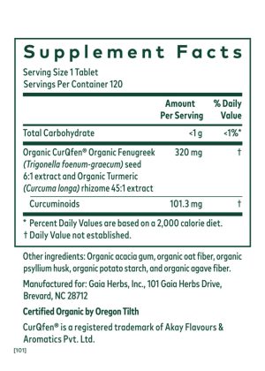 Organic turmeric and fenugreek complex for antioxidant support and healthy lactation
