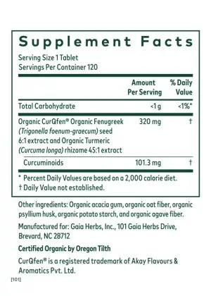 Organic turmeric and fenugreek complex for antioxidant support and healthy lactation