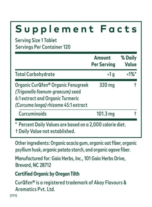 Organic turmeric and fenugreek complex for antioxidant support and healthy lactation