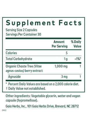 Gaia Herbs Vitex hormone balance supplement with organic chaste tree berry for progesterone support
