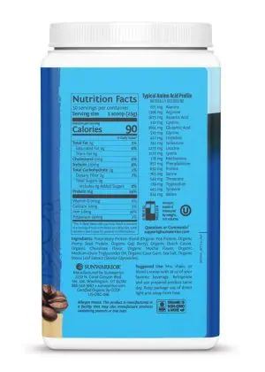 Sunwarrior Warrior Blend Mocha - plant-based protein, organic protein