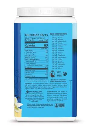Sunwarrior Warrior Blend Organic, Vanilla - vegan protein, amino acids