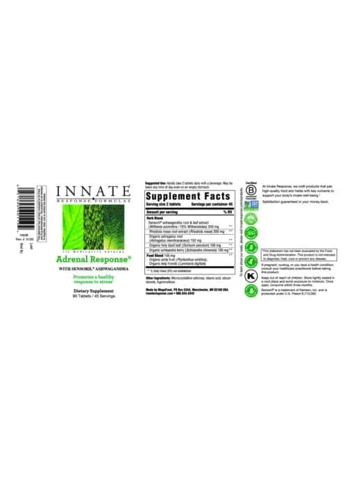 Innate Response Adrenal Response(R) -- stress support, ashwagandha - Back