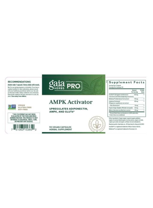 Gaia Herbs AMPK Activator — Supports Metabolism, Energy Production - Back