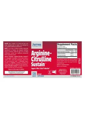 Jarrow Formulas Arginine-Citrulline Sustain -- nitric oxide support, cardiovascular health - Back
