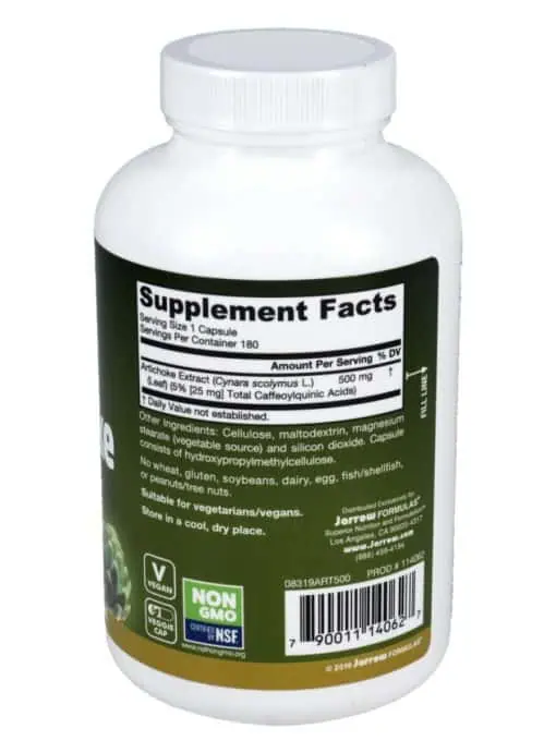 Jarrow Formulas Artichoke 500mg -- liver health, digestion support - Back