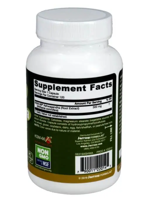 Jarrow Formulas Ashwagandha 300mg -- ashwagandha supplement, adaptogen - Back