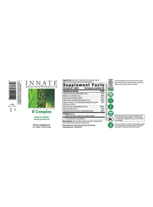 Innate Response B Complex -- B vitamins, energy support - Back