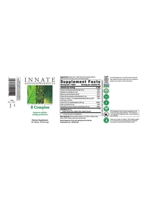 Innate Response B Complex -- B vitamins, energy support - Back