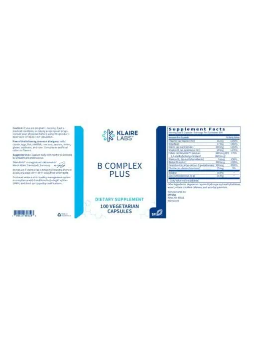 Klaire Labs B Complex Plus — B vitamins, energy support - Back
