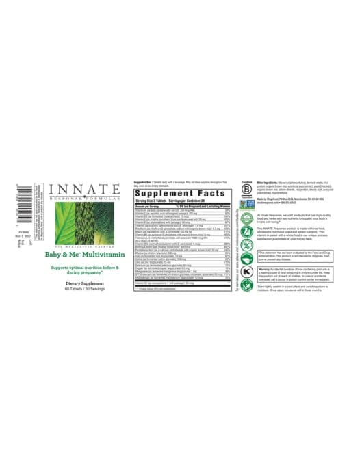 Innate Response Baby & Me(TM) Multivitamin -- prenatal vitamins, multivitamins for pregnancy - Back