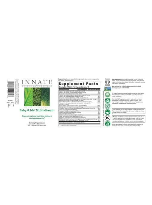 Innate Response Baby & Me(TM) Multivitamin -- prenatal vitamins, multivitamins for pregnancy - Back