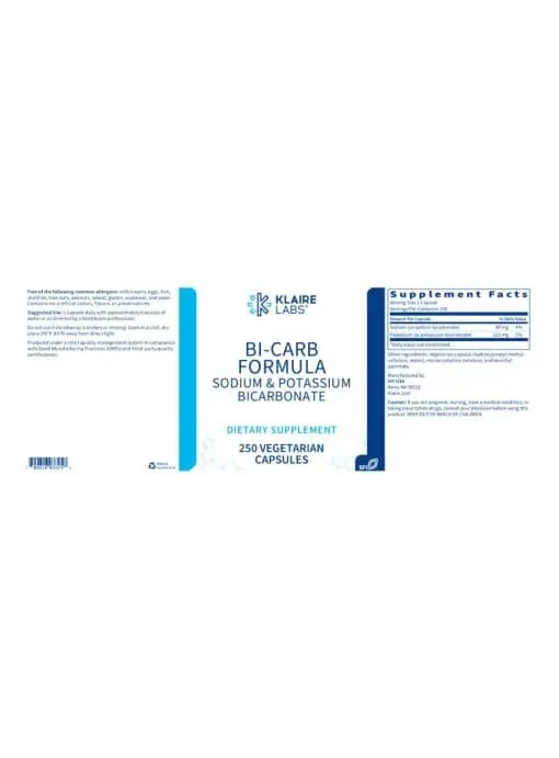 Klaire Labs Bi-Carb Formula — Sodium & Potassium Bicarbonate - Back