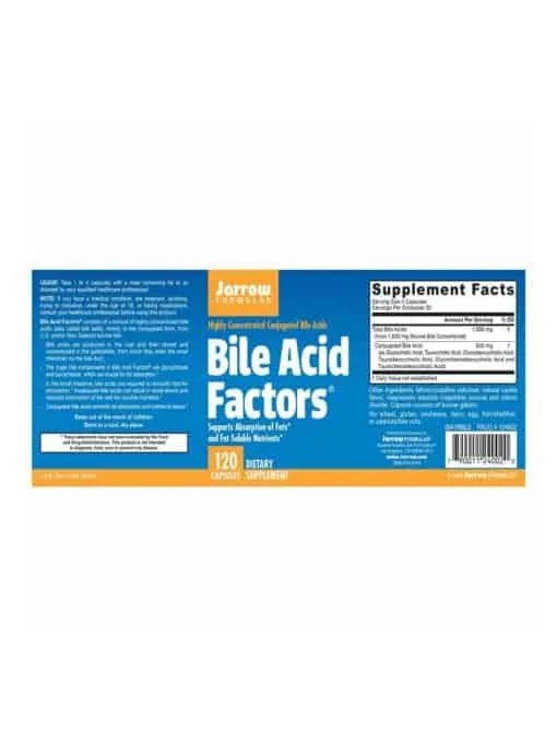 Jarrow Formulas Bile Acid Factors -- bile acids, fat absorption - Back