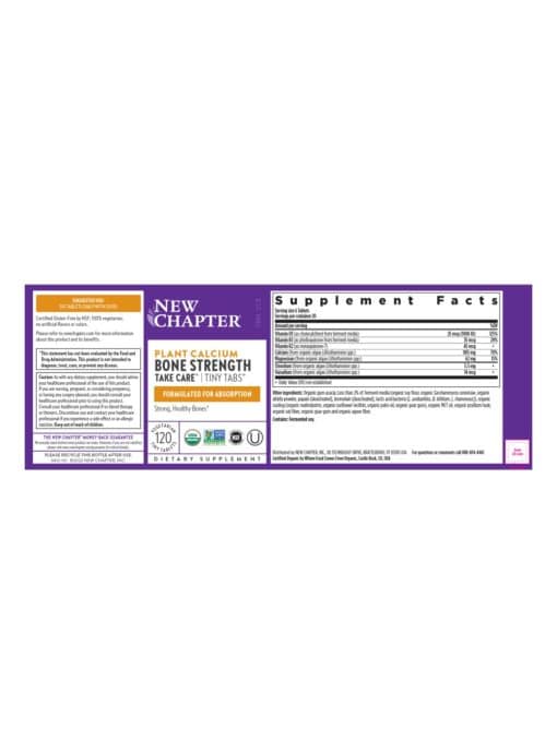 New Chapter Bone Strength Take Care(TM) Tiny Tabs -- plant calcium, bone health - Back