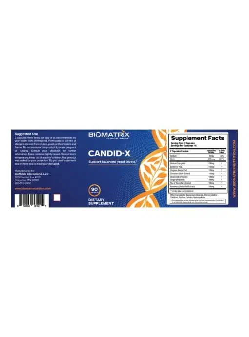 Biomatrix Candid-X -- balanced yeast levels, digestive health - Back
