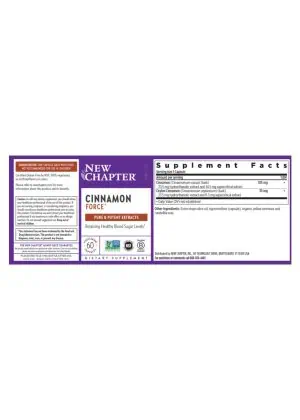 New Chapter Cinnamon Force(TM) -- blood sugar support, whole food supplement - Back