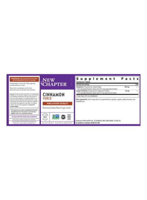 New Chapter Cinnamon Force(TM) -- blood sugar support, whole food supplement - Back