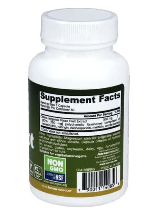 Jarrow Formulas Citrus Bergamot 500mg -- cholesterol support, blood glucose metabolism - Back