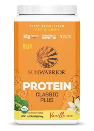 Sunwarrior Classic Plus Vanilla -- plant-based protein, superfood blend