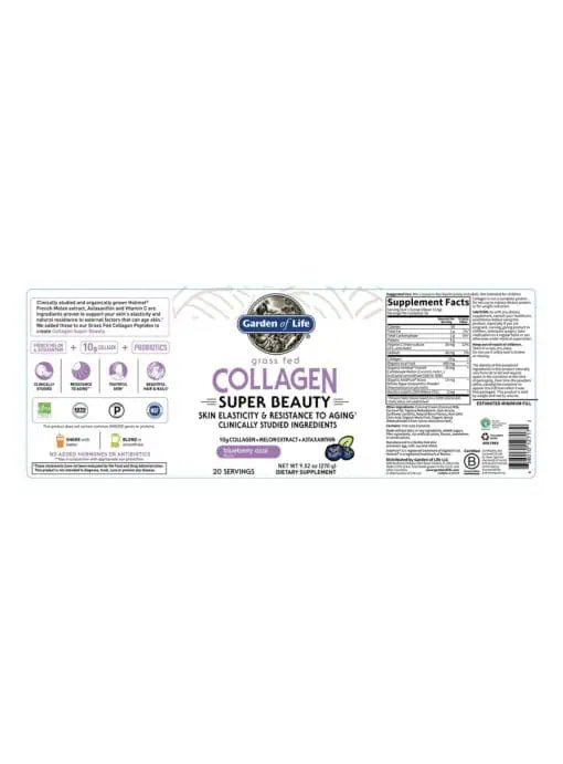 Garden of Life Collagen SuperBeauty — collagen supplement, skin elasticity - Back