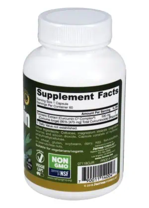Jarrow Formulas Curcumin 95 500mg -- turmeric extract, antioxidant support - Back