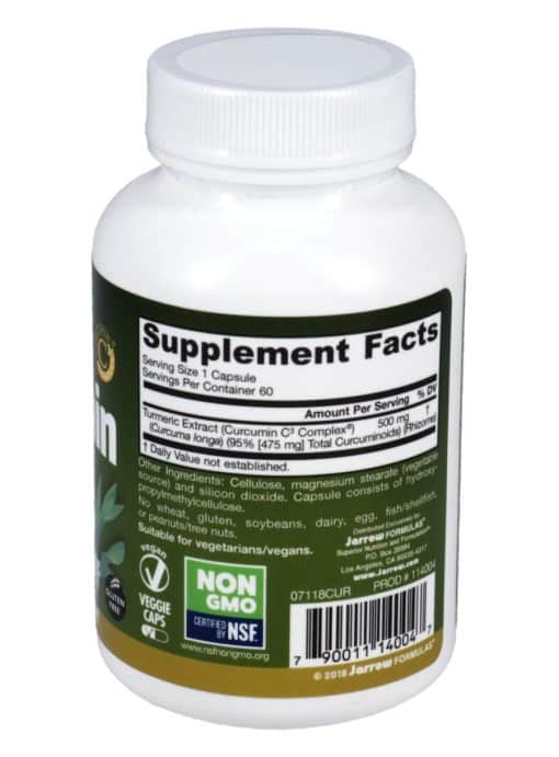 Jarrow Formulas Curcumin 95 500mg -- turmeric extract, antioxidant support - Back