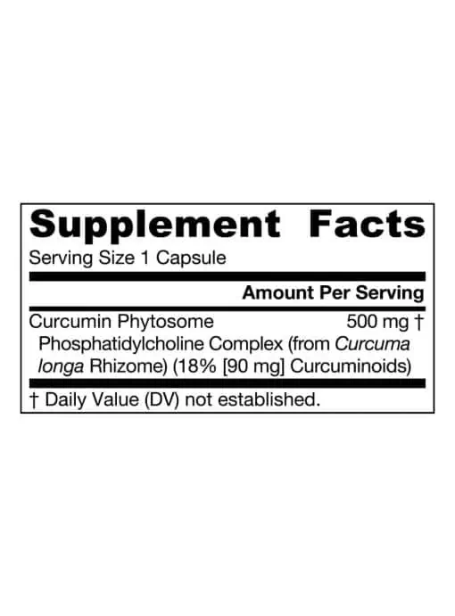 Jarrow Formulas Curcumin Phytosome 500mg -- joint health, increased absorption - Back