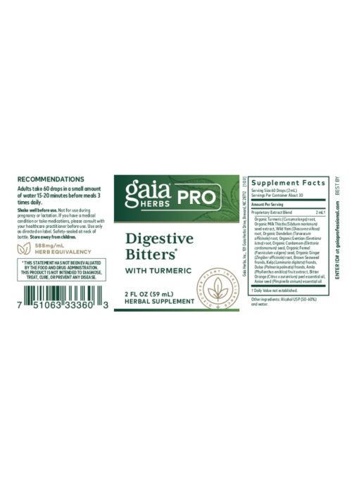 Gaia Herbs Digestive Bitters — Herbal Supplement, Digestive Support - Back