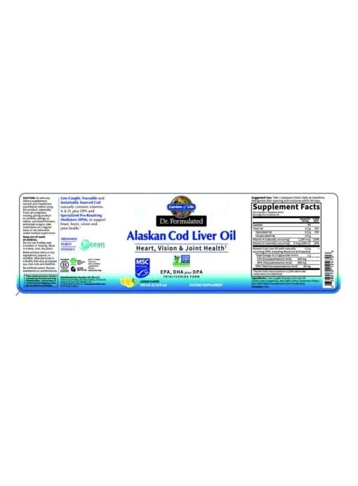 Garden of Life Dr. Formulated Alaskan Cod Liver Oil — omega-3 supplement, heart health - Back