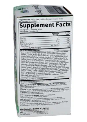 Garden of Life Dr. Formulated ENZYMES Organic Digest+ -- digestive enzymes, organic supplement - Back