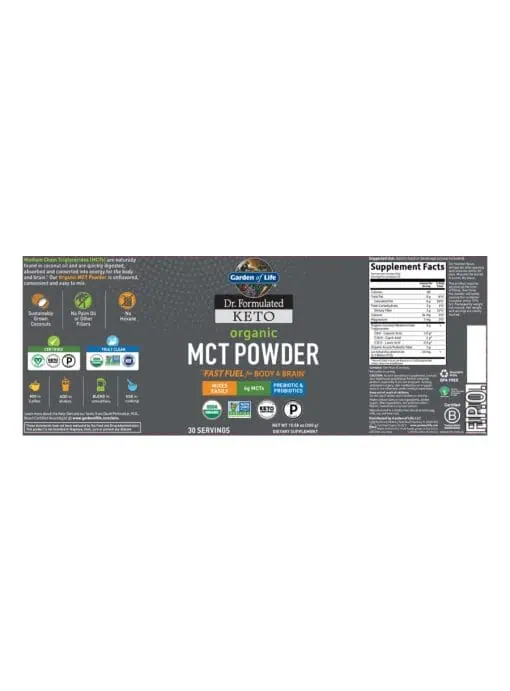 Garden of Life Dr. Formulated Keto Organic MCT Powder -- MCT powder, keto supplement - Back
