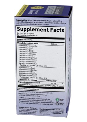 Garden of Life Once Daily Men’s — Probiotic, Digestive Health - Back