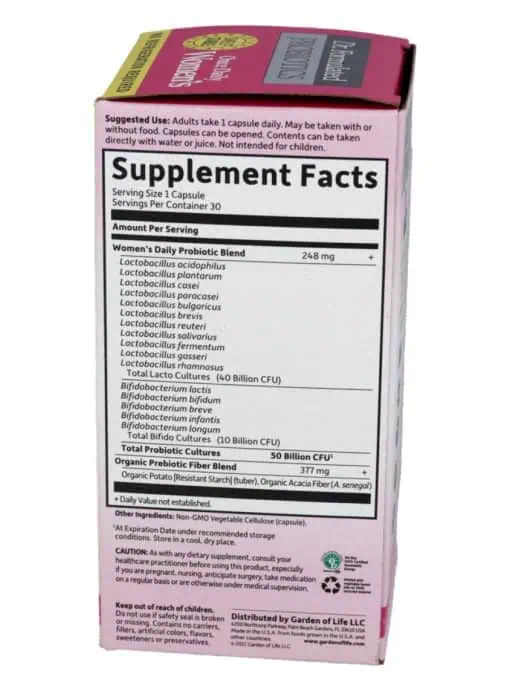 Garden of Life Dr. Formulated PROBIOTICS Once Daily Women's -- women's health, digestive support - Back