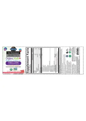 Dr. Formulated Probiotics Organic Kids+ — Probiotics, Vitamins C & D - Back