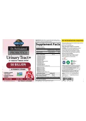 Garden of Life Dr. Formulated Probiotics Urinary Tract+ — Probiotic Support, Urinary Health - Back